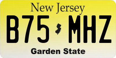 NJ license plate B75MHZ
