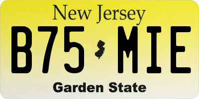 NJ license plate B75MIE