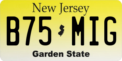 NJ license plate B75MIG