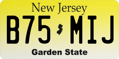 NJ license plate B75MIJ