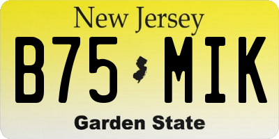NJ license plate B75MIK