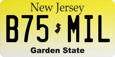 NJ license plate B75MIL