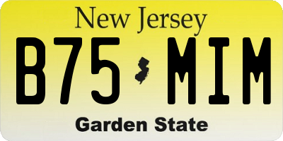 NJ license plate B75MIM