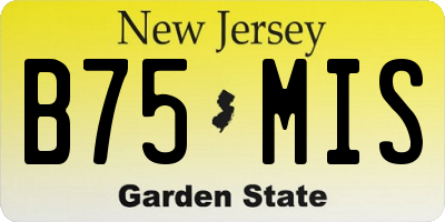 NJ license plate B75MIS