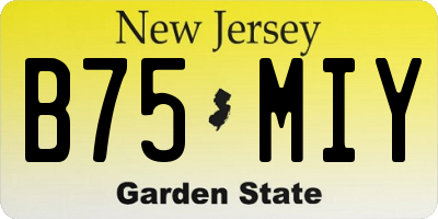 NJ license plate B75MIY