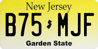 NJ license plate B75MJF