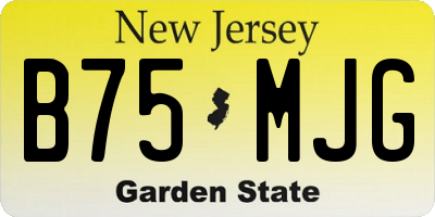 NJ license plate B75MJG