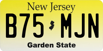 NJ license plate B75MJN