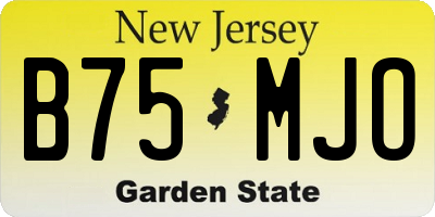 NJ license plate B75MJO