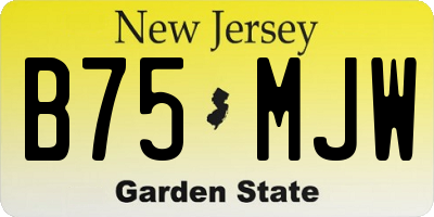 NJ license plate B75MJW