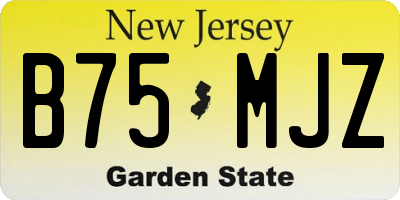 NJ license plate B75MJZ