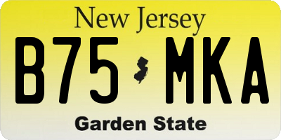 NJ license plate B75MKA