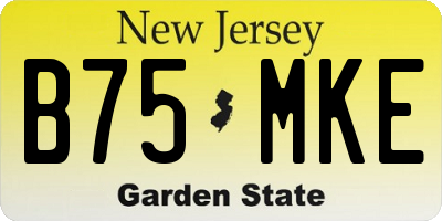 NJ license plate B75MKE