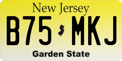 NJ license plate B75MKJ