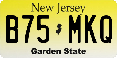NJ license plate B75MKQ