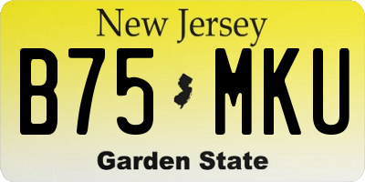 NJ license plate B75MKU