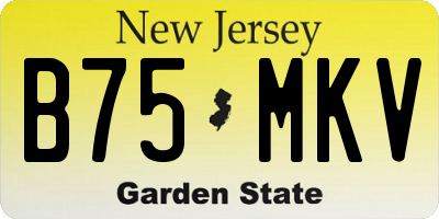 NJ license plate B75MKV