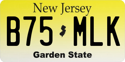 NJ license plate B75MLK
