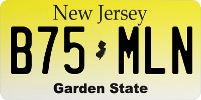 NJ license plate B75MLN