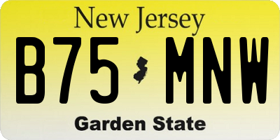 NJ license plate B75MNW