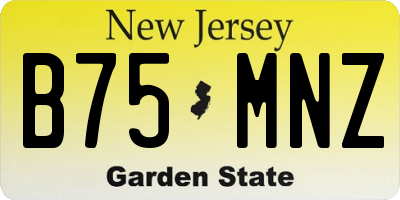NJ license plate B75MNZ