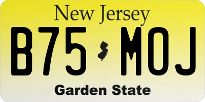 NJ license plate B75MOJ