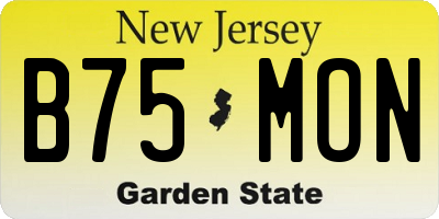 NJ license plate B75MON