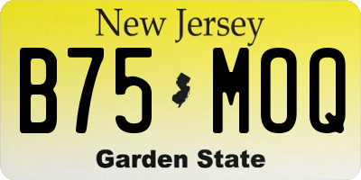 NJ license plate B75MOQ