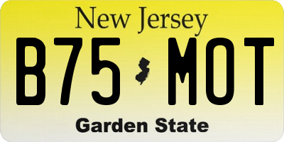 NJ license plate B75MOT
