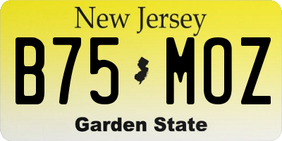 NJ license plate B75MOZ