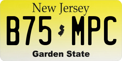 NJ license plate B75MPC