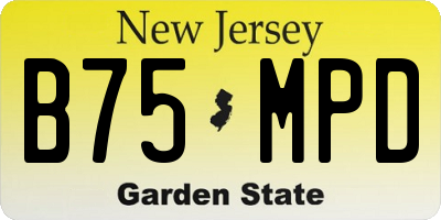 NJ license plate B75MPD