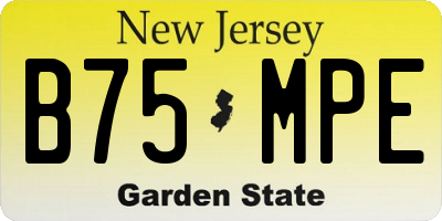 NJ license plate B75MPE