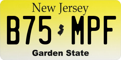 NJ license plate B75MPF