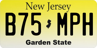 NJ license plate B75MPH