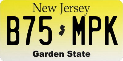 NJ license plate B75MPK