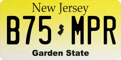 NJ license plate B75MPR