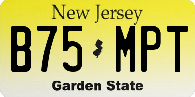 NJ license plate B75MPT