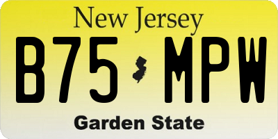 NJ license plate B75MPW