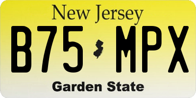 NJ license plate B75MPX