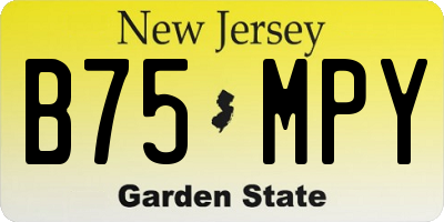 NJ license plate B75MPY