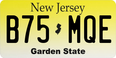 NJ license plate B75MQE