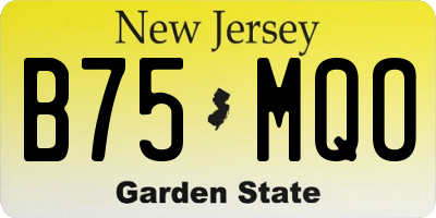 NJ license plate B75MQO