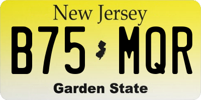 NJ license plate B75MQR