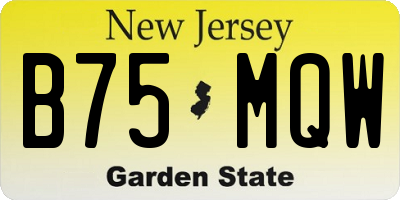 NJ license plate B75MQW