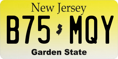 NJ license plate B75MQY