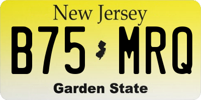 NJ license plate B75MRQ