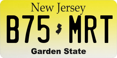 NJ license plate B75MRT