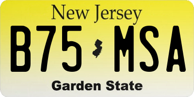 NJ license plate B75MSA