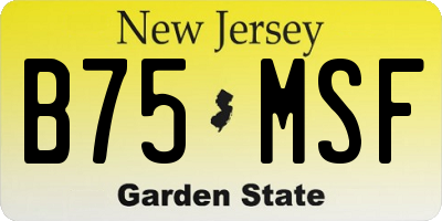 NJ license plate B75MSF